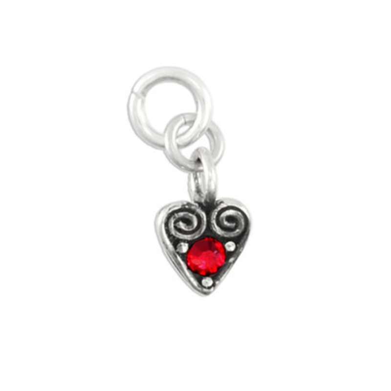 Heart Swirl Charm with Birthstone – July