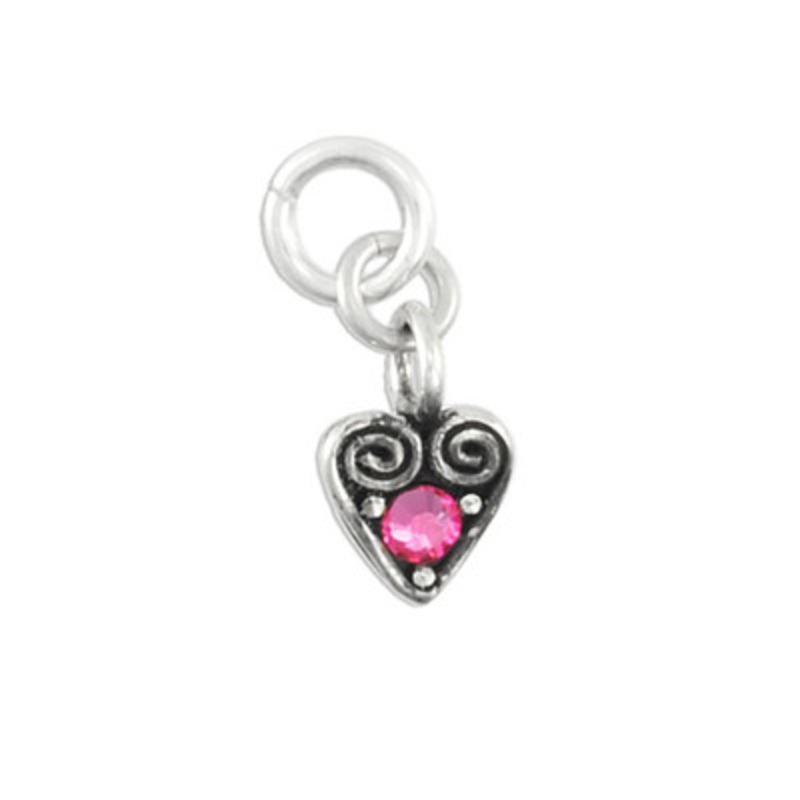 Heart Swirl Charm with Birthstone – October