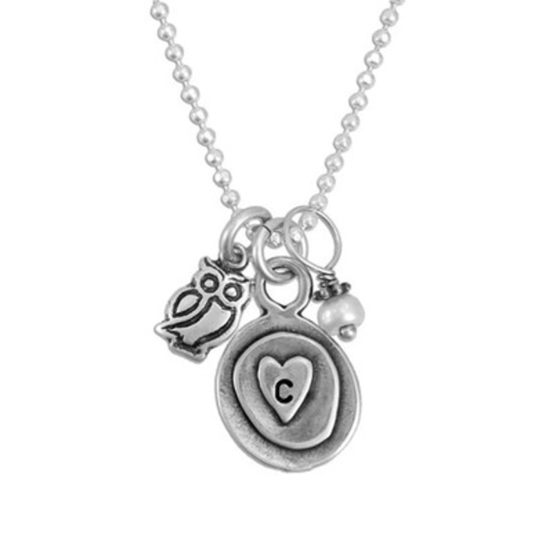 Layered Heart Charm Necklace & Pearl