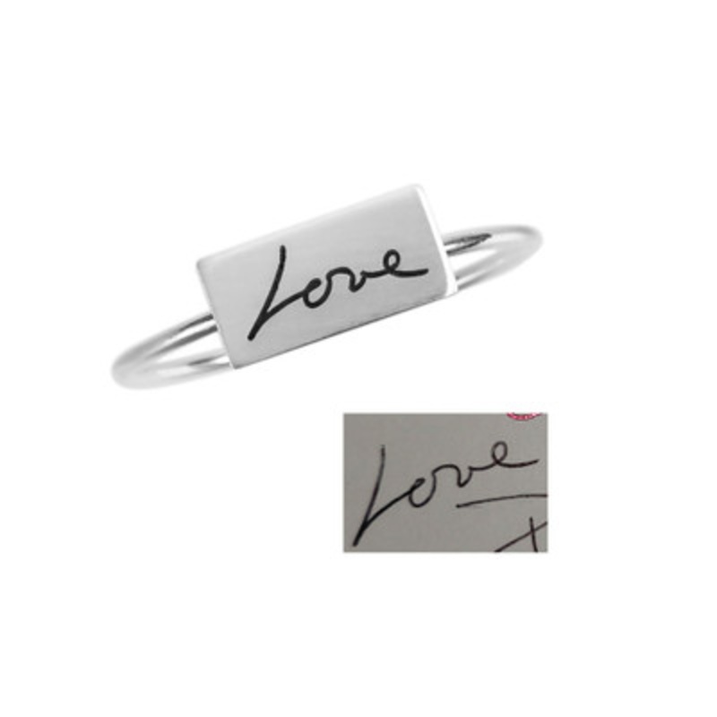 Rectangle Dainty Handwriting Ring Made with Your Handwriting