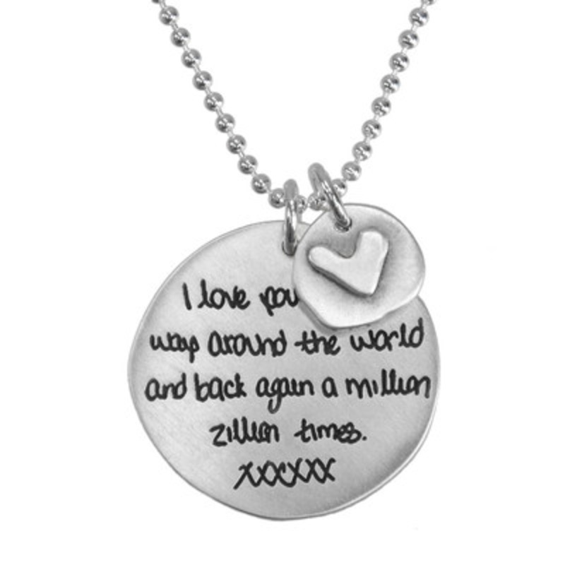 Sculpted Circle Handwriting Necklace