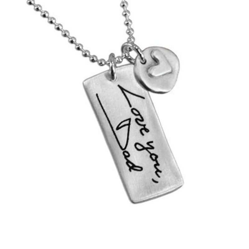 Sculpted Rectangle Handwriting Necklace