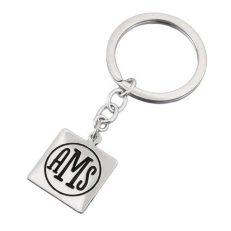 Square Monogram Key Ring