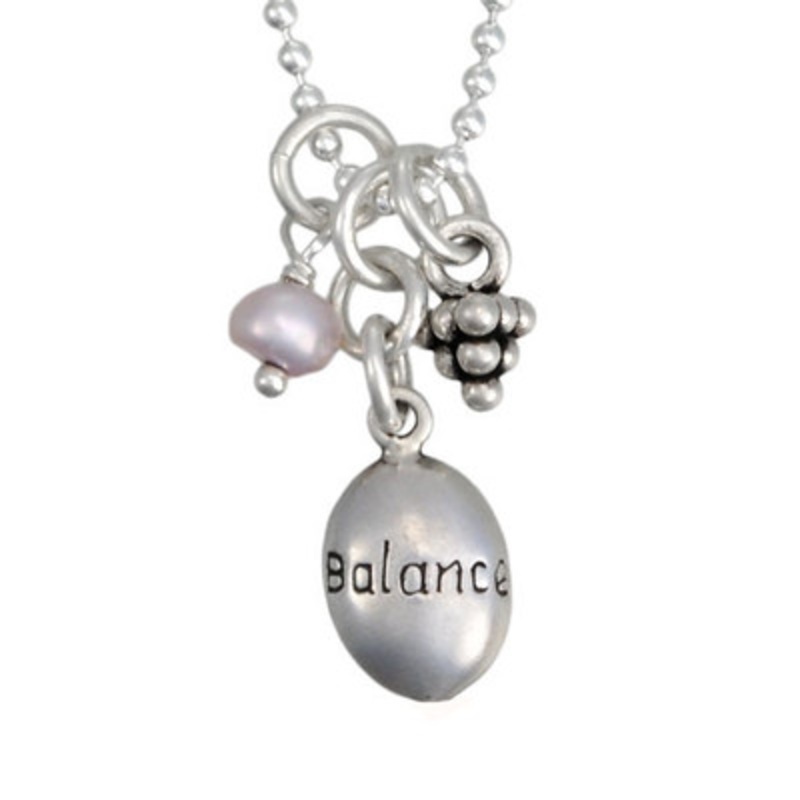 Tiny Balance with Purple Pearl & Bali Bead Necklace