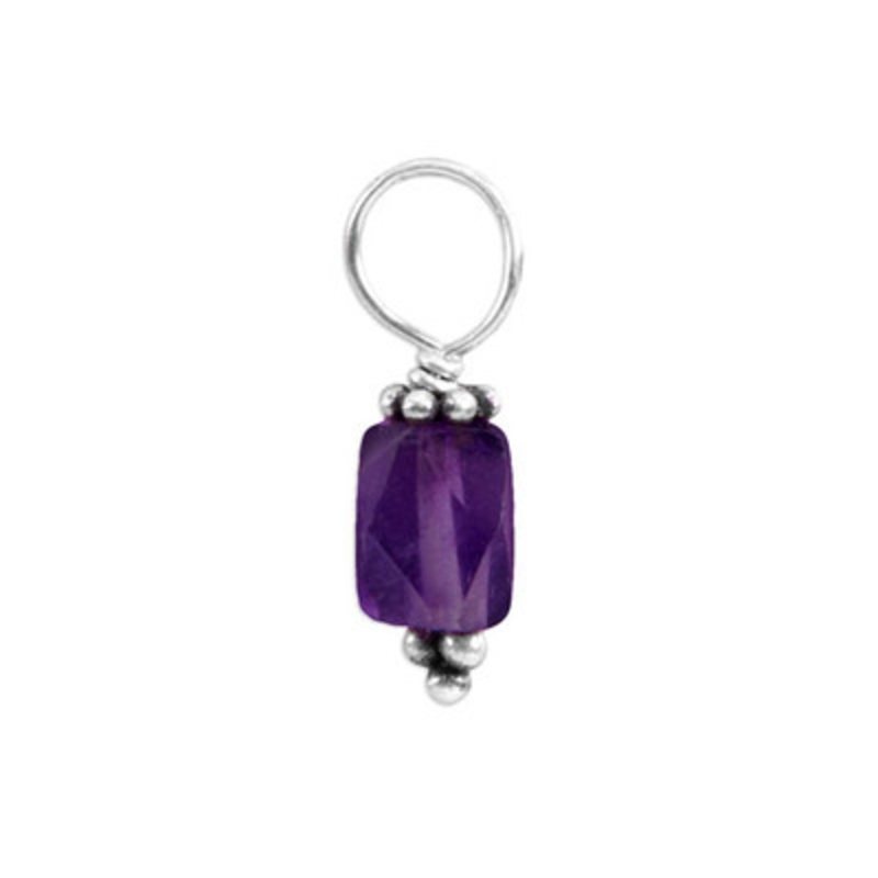 Amethyst Gemstone Bead w/Bali Flower (Feb)