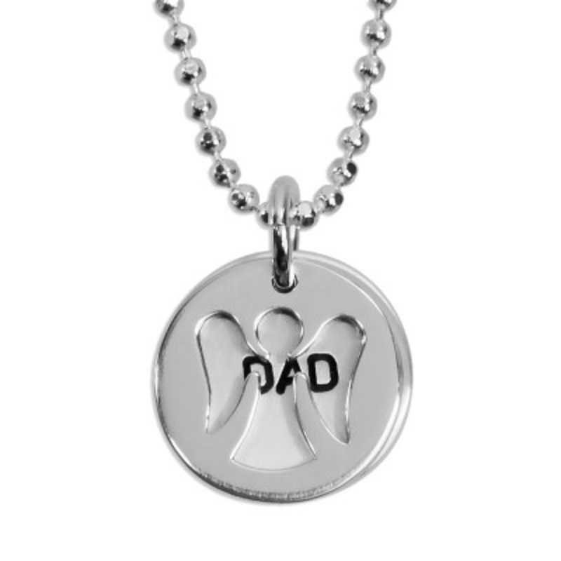 Angel Charm and Name Disc Necklace