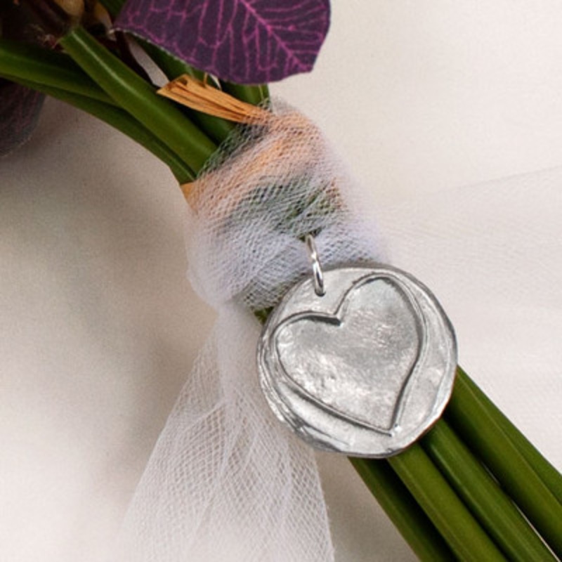 Bouquet Charm Handwriting Love You Round