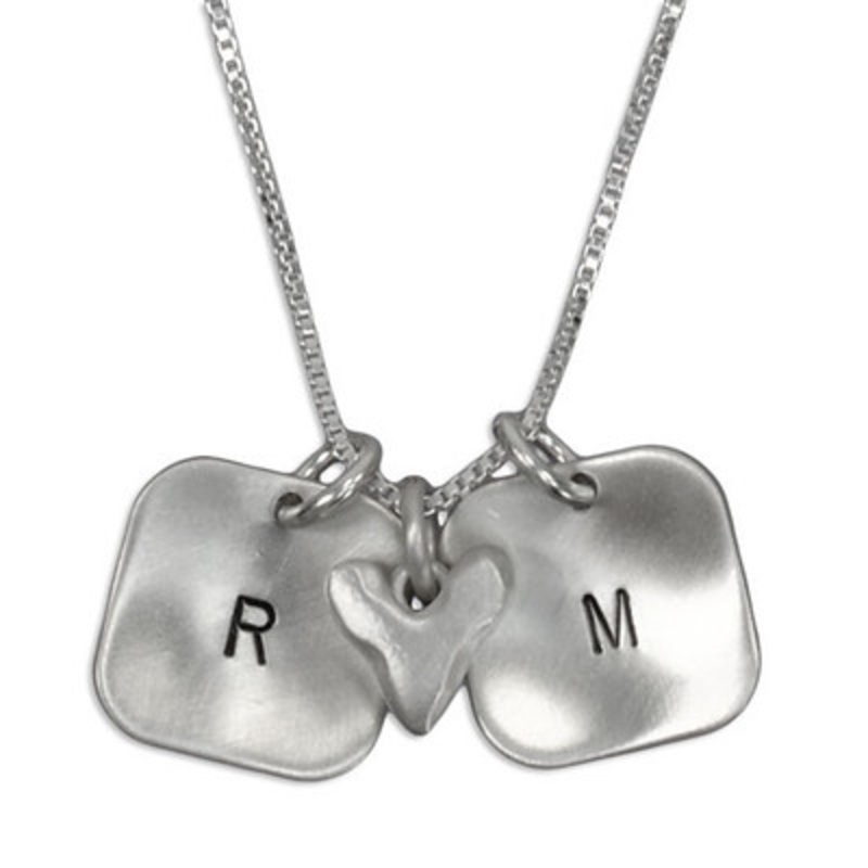 Brushed Squares Initial Necklace