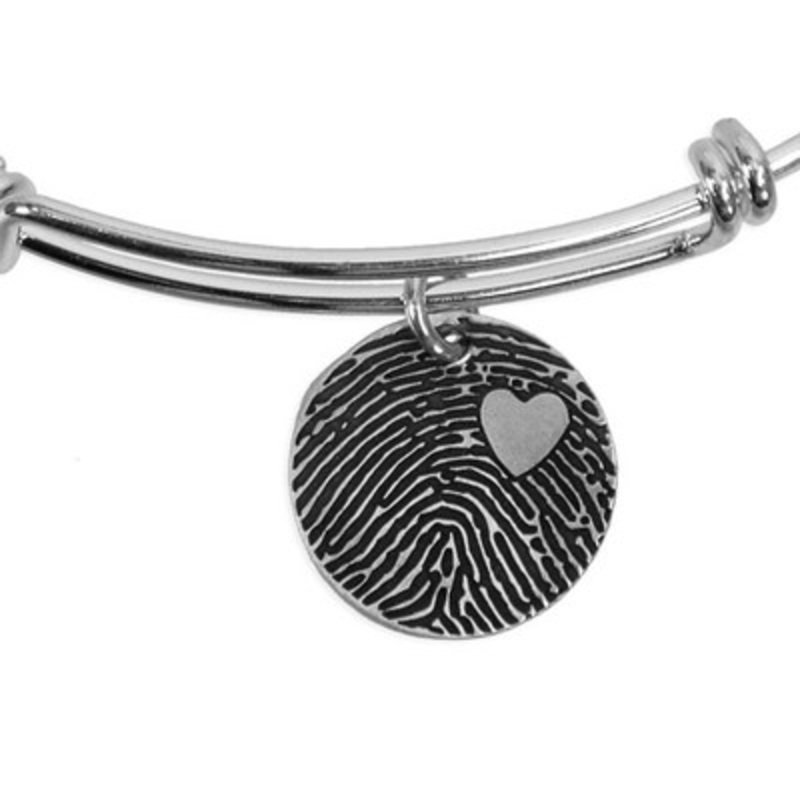 Custom Fingerprint Charms on Adjustable Bangle