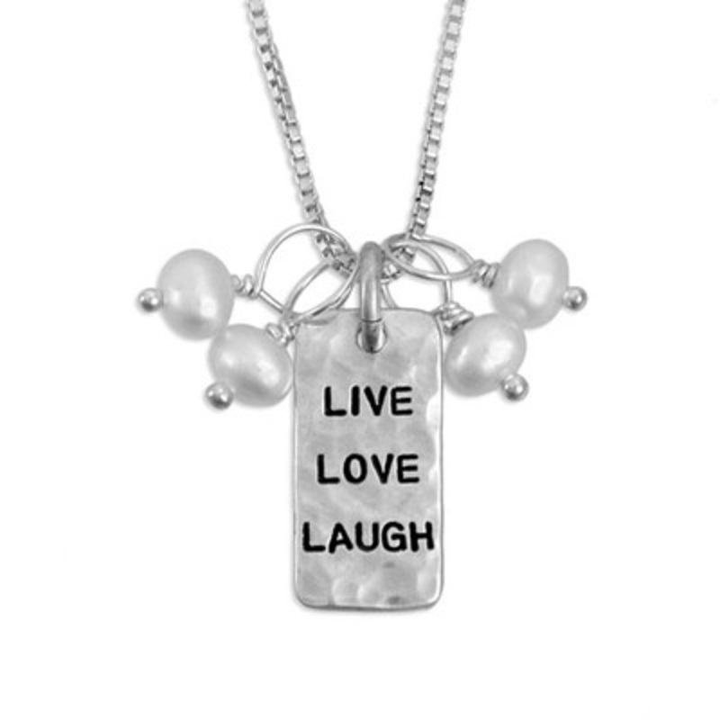 Dainty Hammered Live Love Laugh Necklace
