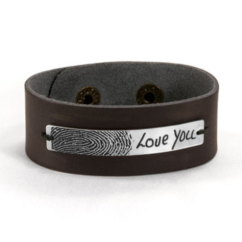 Fingerprint & Handwriting Leather Bracelet