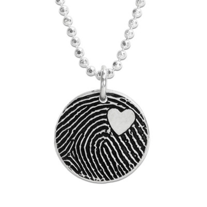 Fingerprint Necklace Round with Heart Imprint