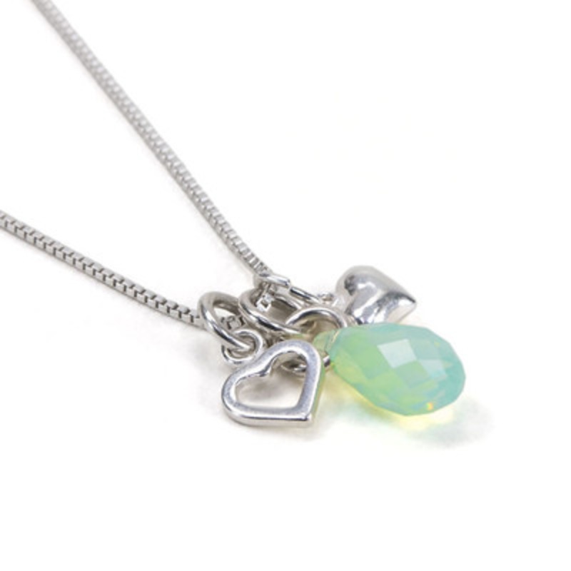 Green Opal with Hearts Sterling Necklace