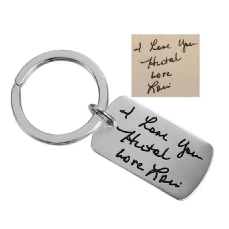 Handwriting Military Dog Tag Key Ring