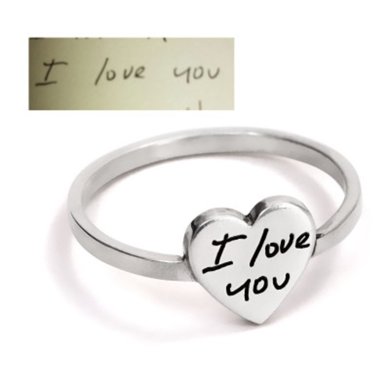 Heart Handwriting Ring Made with Your Handwriting