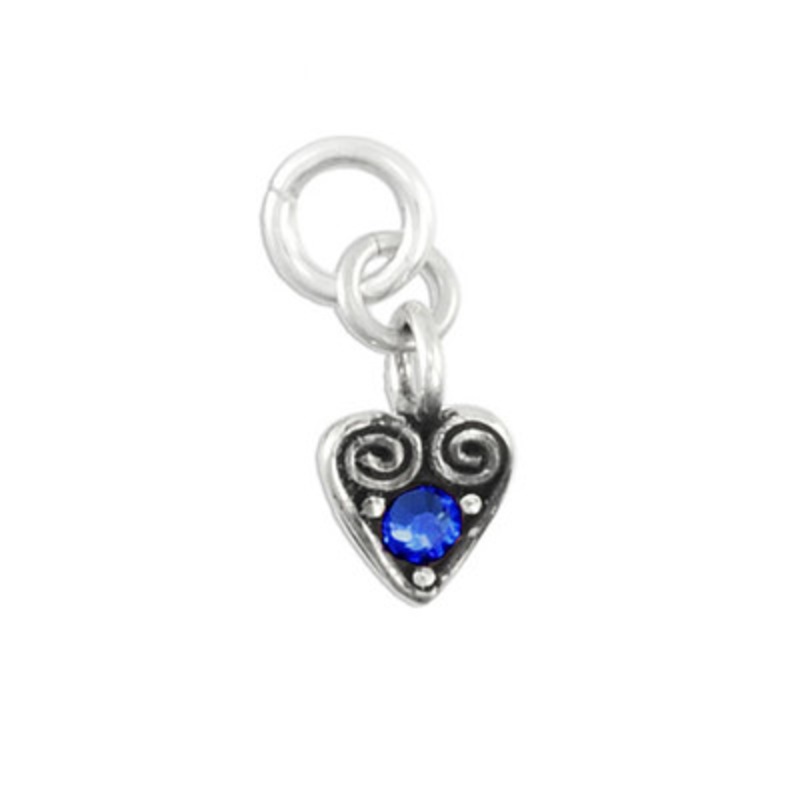 Heart Swirl Charm with Birthstone – September