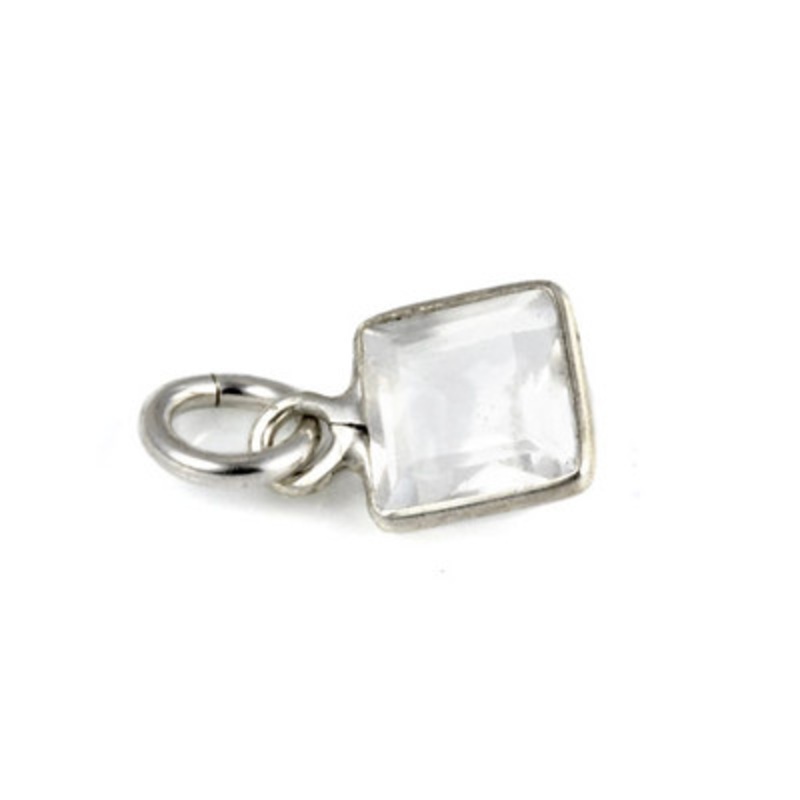 Medium Square White Topaz Sterling Wrapped Stone