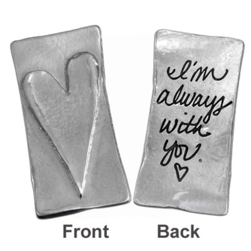Raised Heart Rectangle Handwriting Pocket Token