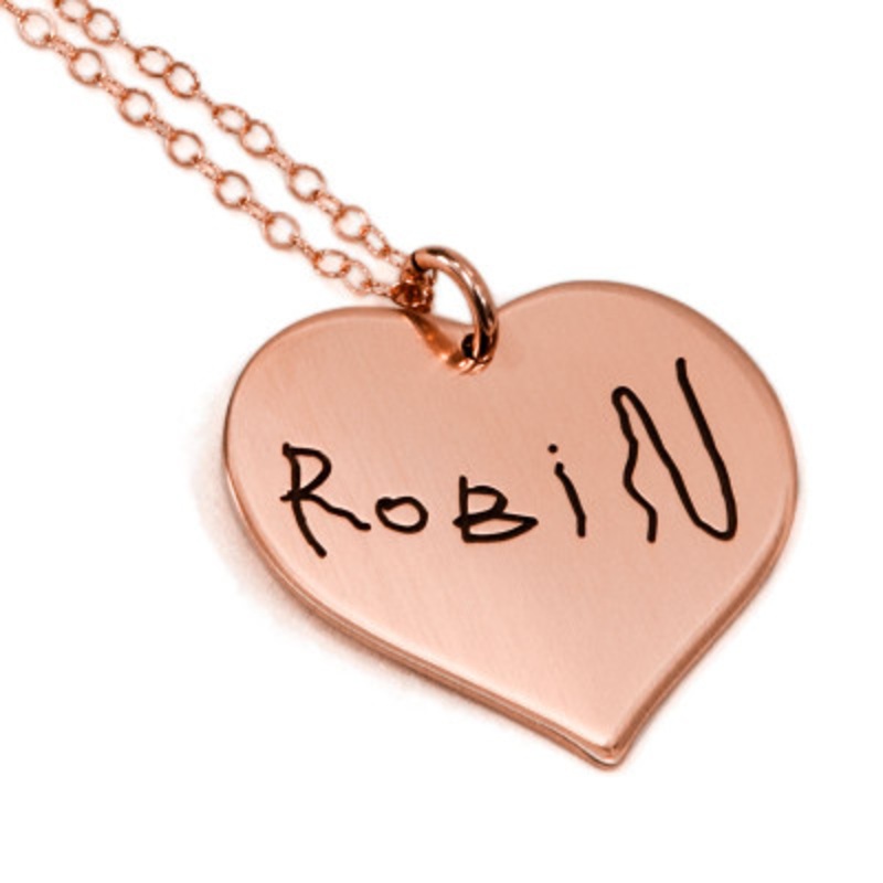 Rose Gold Heart Handwriting Necklace