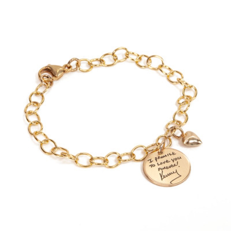 Round Handwriting Charm Bracelet in Gold