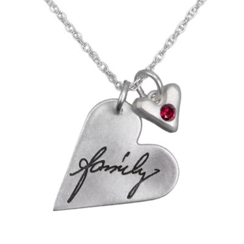 Sculpted Heart Handwriting Necklace