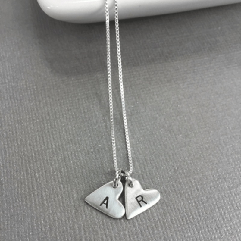 Sculpted Hearts Initial Necklace