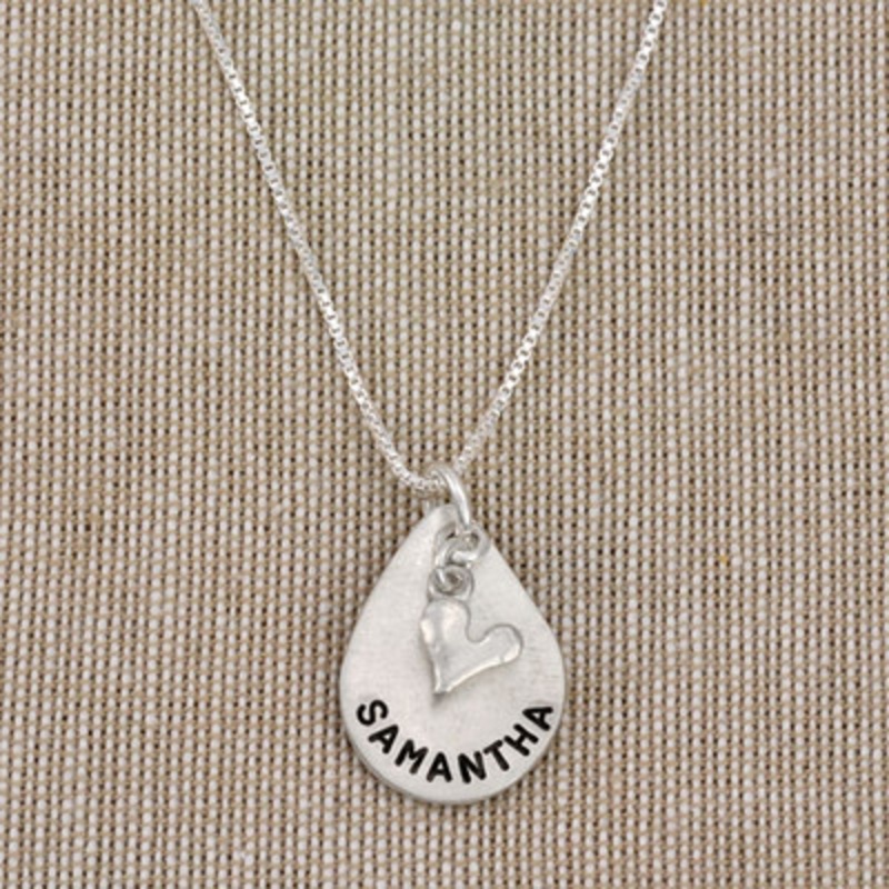 Sculpted Tear Drop with Sculpted Heart Necklace