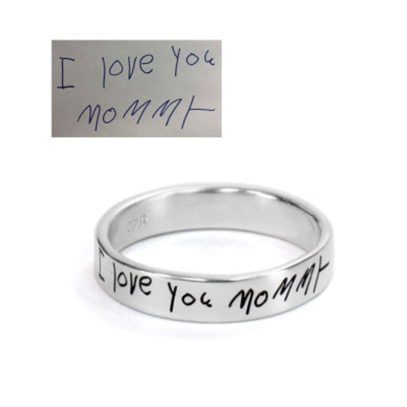 Stackable Handwriting Ring Made with Your Handwriting – Unisex