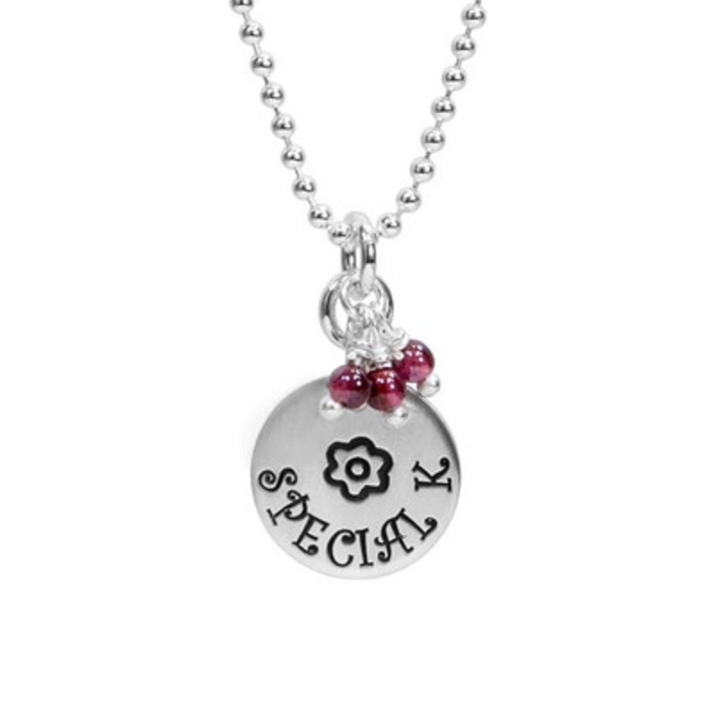 Sterling Disc with Stone Cluster Necklace