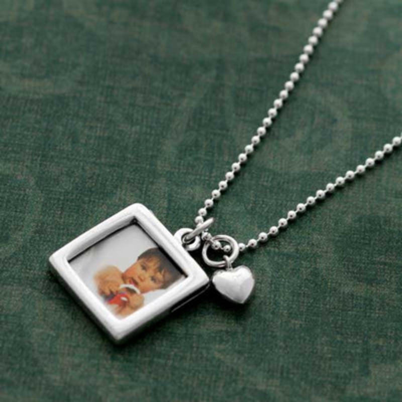 Sterling Double-Sided Photo Frame Necklace