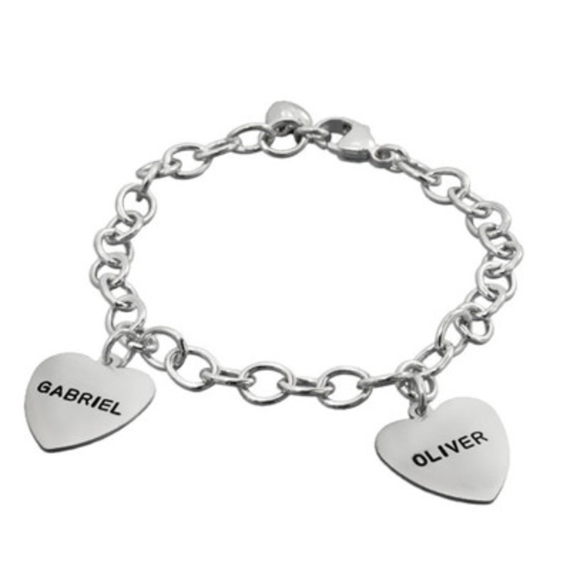 Sterling Hearts Name Bracelet