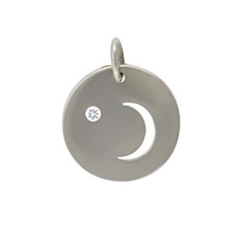 Sterling Moon Cutout with Diamond