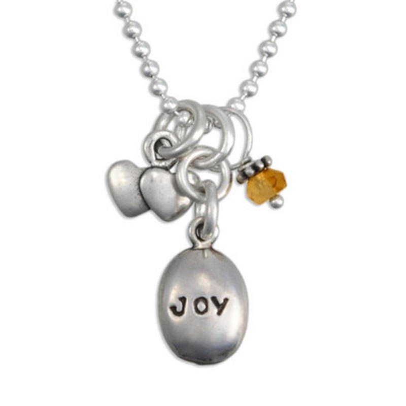 Tiny Joy with Citrine & Double Heart Necklace