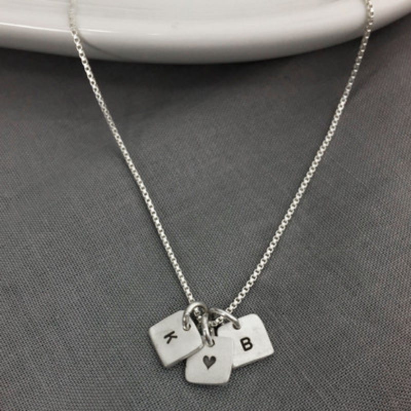 Tiny Square Initials Necklace