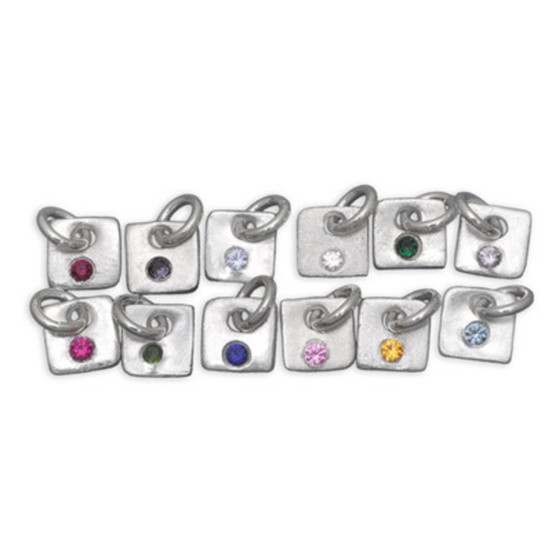 Tiny Squares Birthstone Charms