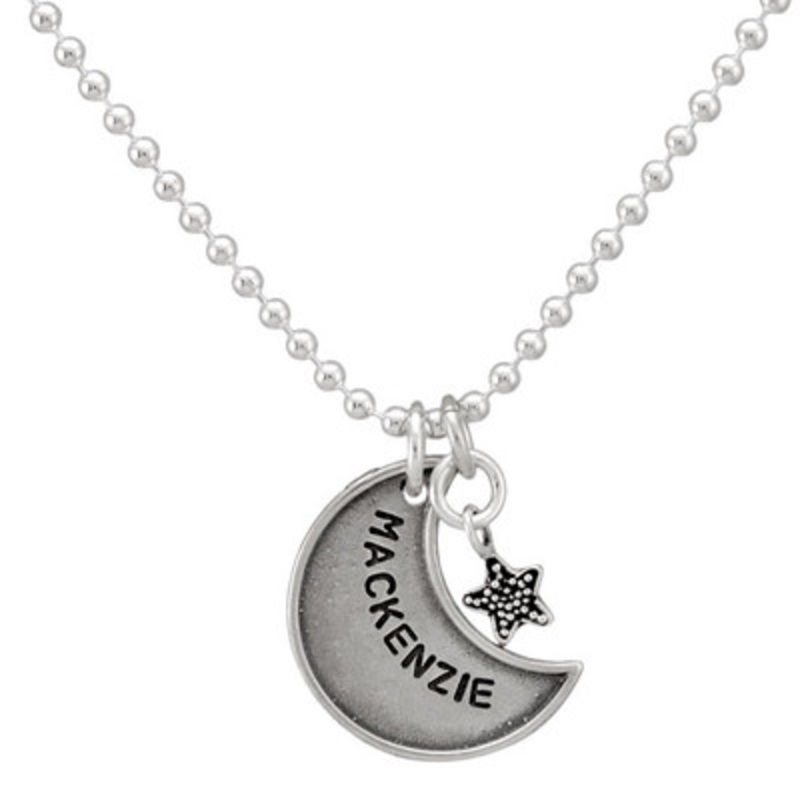 Vintage Style Raised Edge Moon Necklace