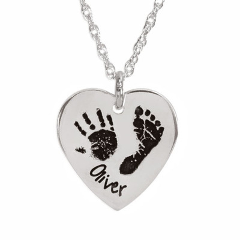 Your Baby’s Footprints on Heart Necklace