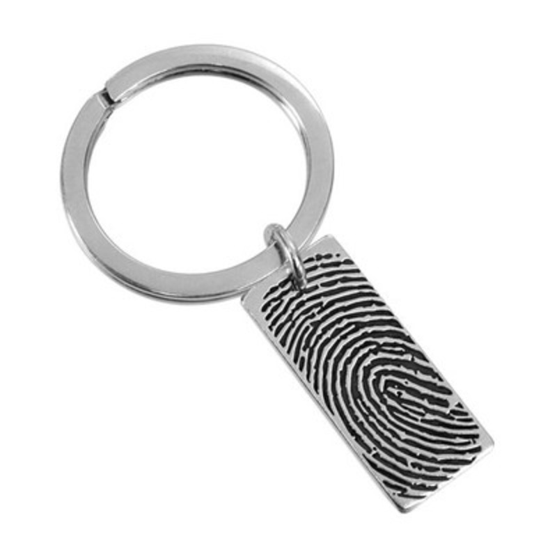 Fingerprint Key Ring Sculpted Rectangle