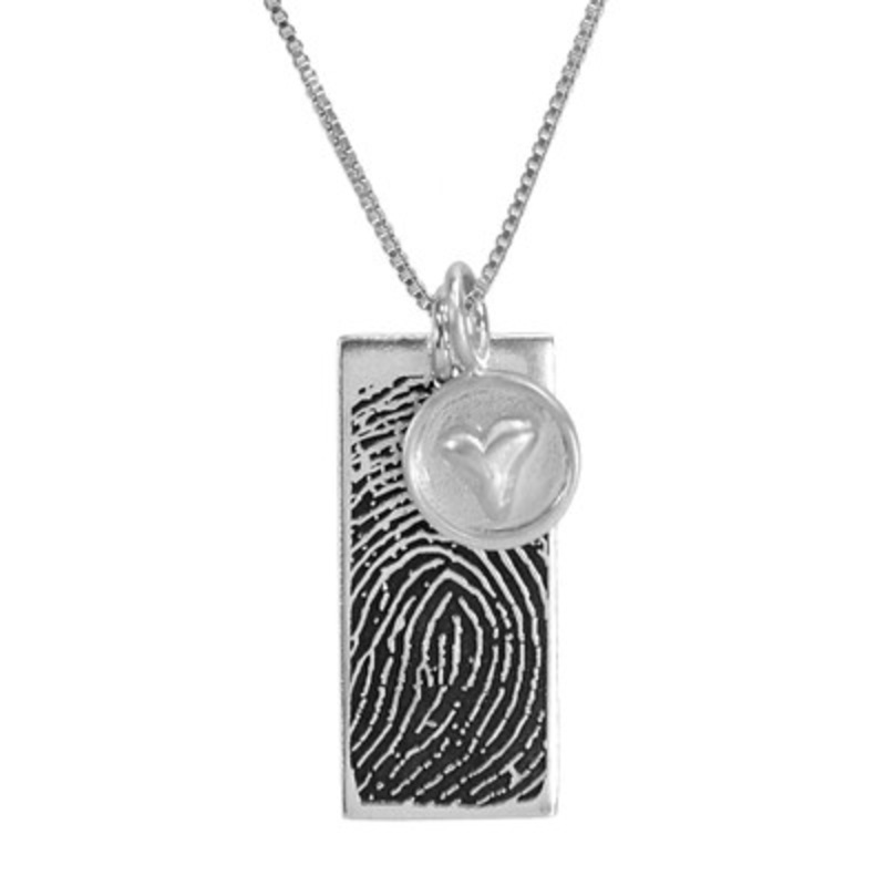 Fingerprint Necklace Sculpted Rectangle