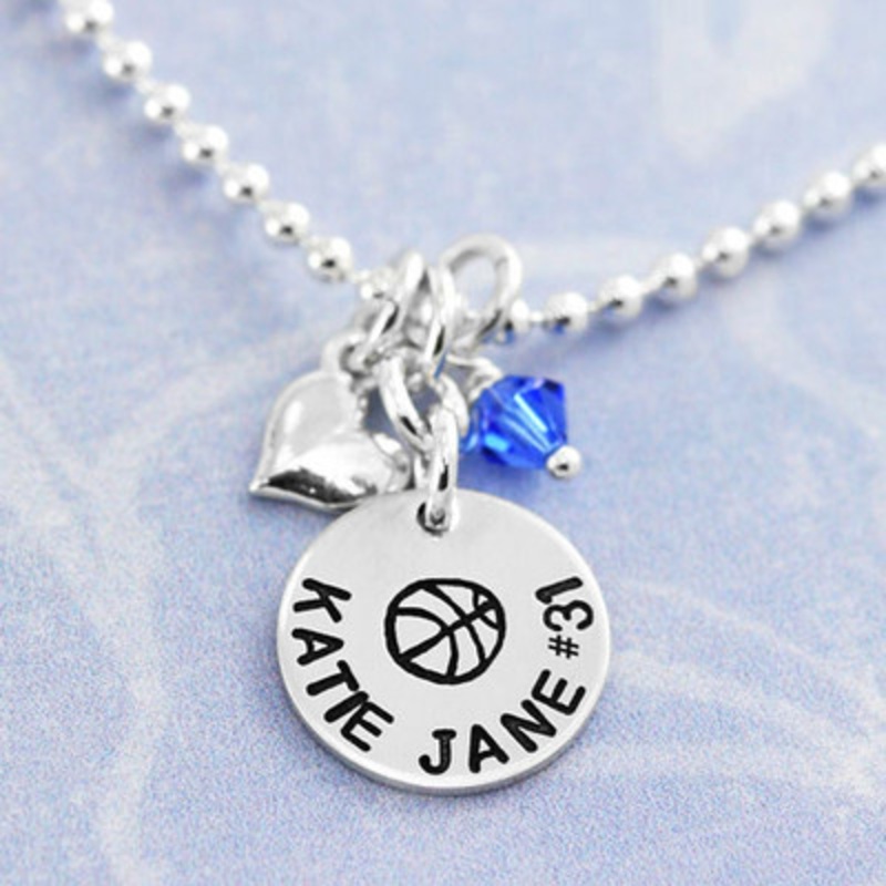 Girls Disc with Heart and Birthstone