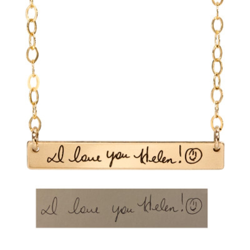 Gold Bar Handwriting Necklace