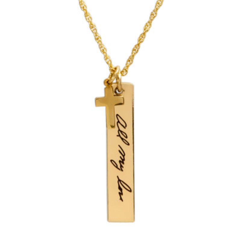 Gold Handwriting Tag Necklace