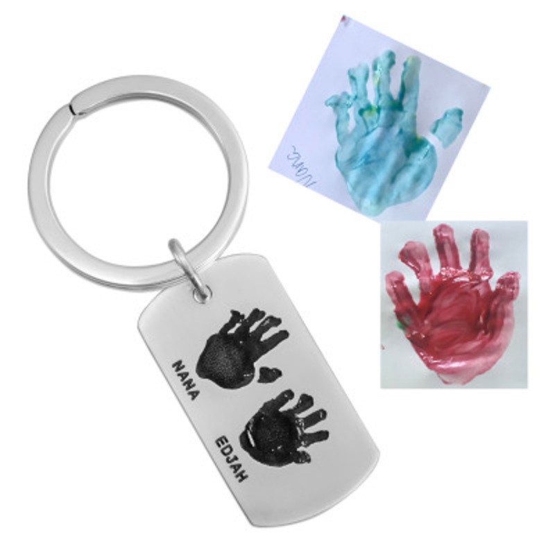 Handprints or Footprints Military Tag Keychain