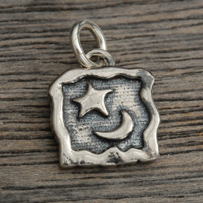 Moon and Star in a Square Charm