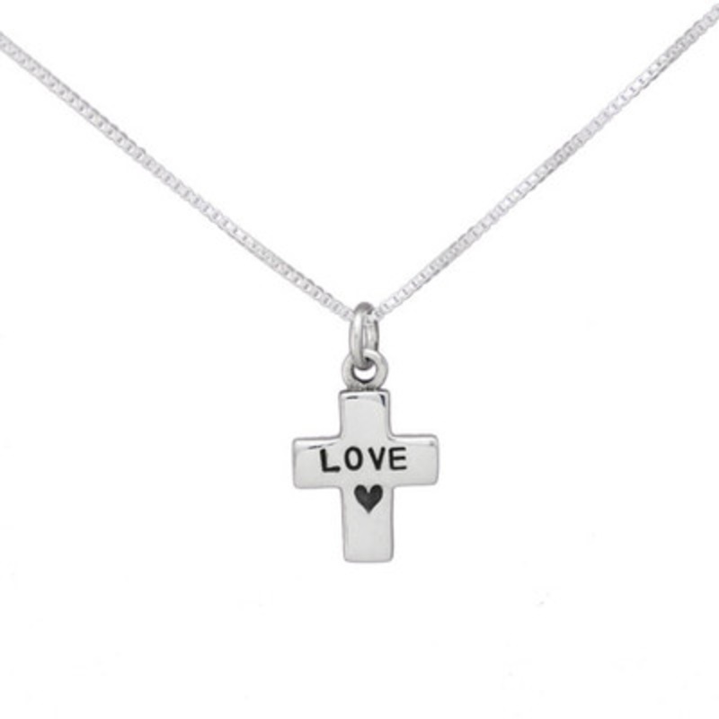 Personalized Puffed Cross Charm Necklace