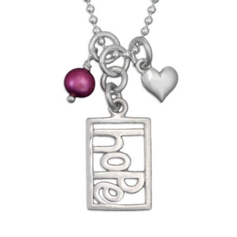 Rectangle Hope with Pearl & Heart Necklace