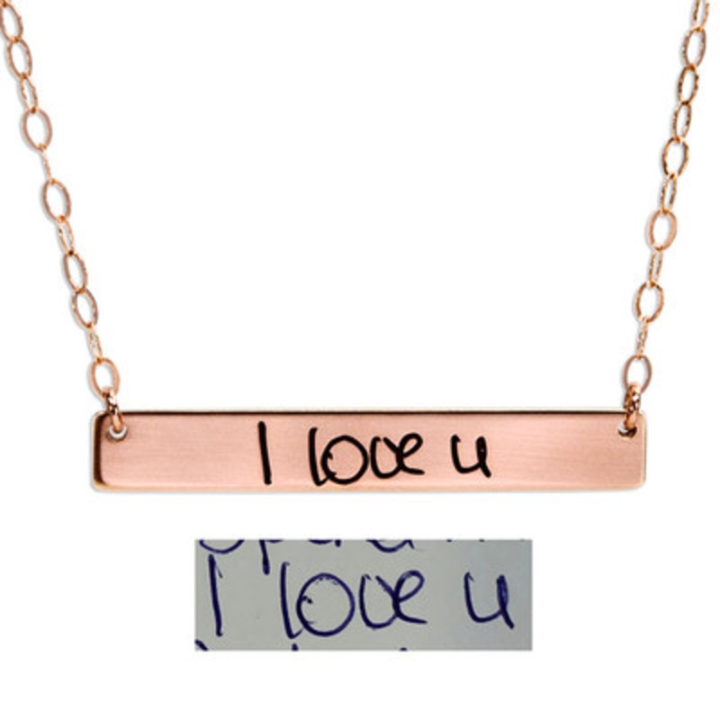 Rose Gold Bar Handwriting Necklace