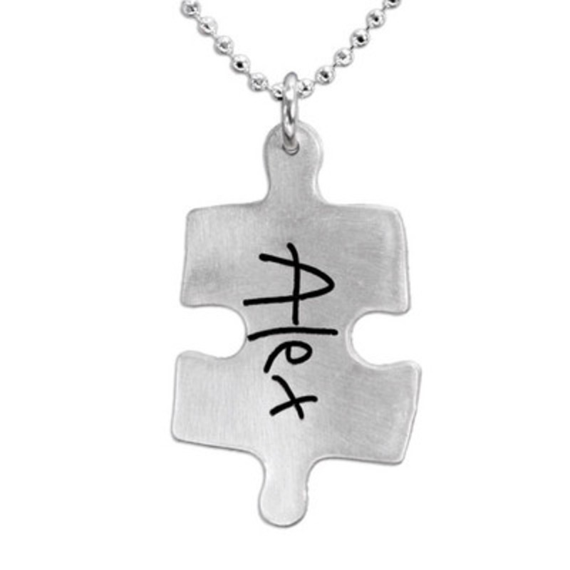 Sculpted Puzzle Piece Handwriting Necklace