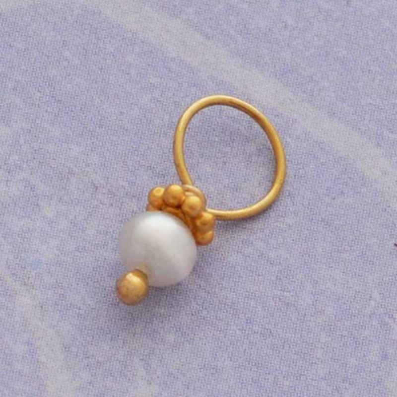 Tiny Cultured Pearl with Gold Accents (June)