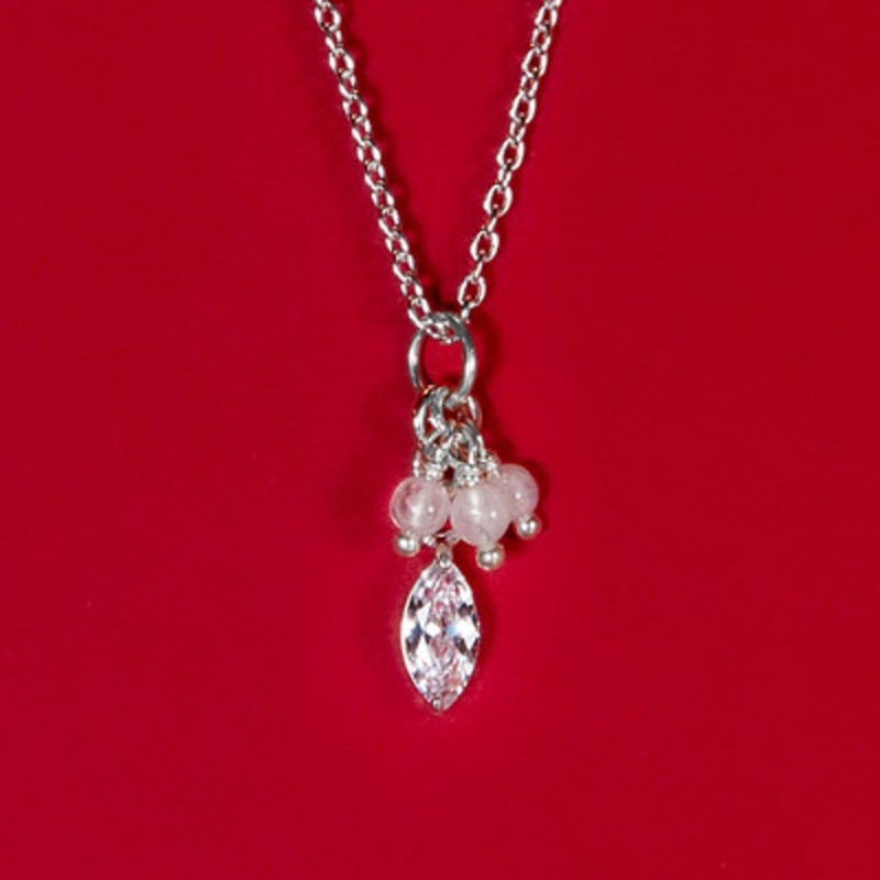White Winter CZ and Moonstone Necklace